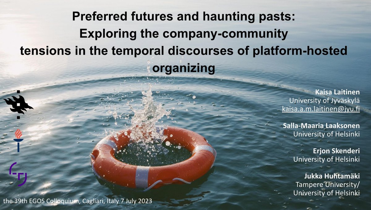 Busy morning with presentations! Kaisa just gave a 💎 talk on our paper on tensions in platform-hosted organizing in the brilliant subtheme of communication, performativity and organizing. #egos2023