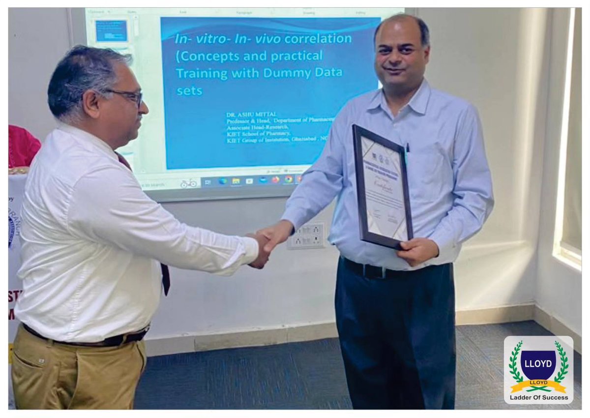 Kiet_edu's tweet image. #Indian_Pharmaceutical_Association (IPA-DSB) invited Prof. (Dr.) Ashu Mittal (#KSOP) for an #expert_lecture on the topic "In-Vitro-In –Vivo Correlation: Concept and Practical training with Dummy Data Sets" organized on 1st July.
#kiet_group_of_institutions #KIETGZB #AKTU #AICTE