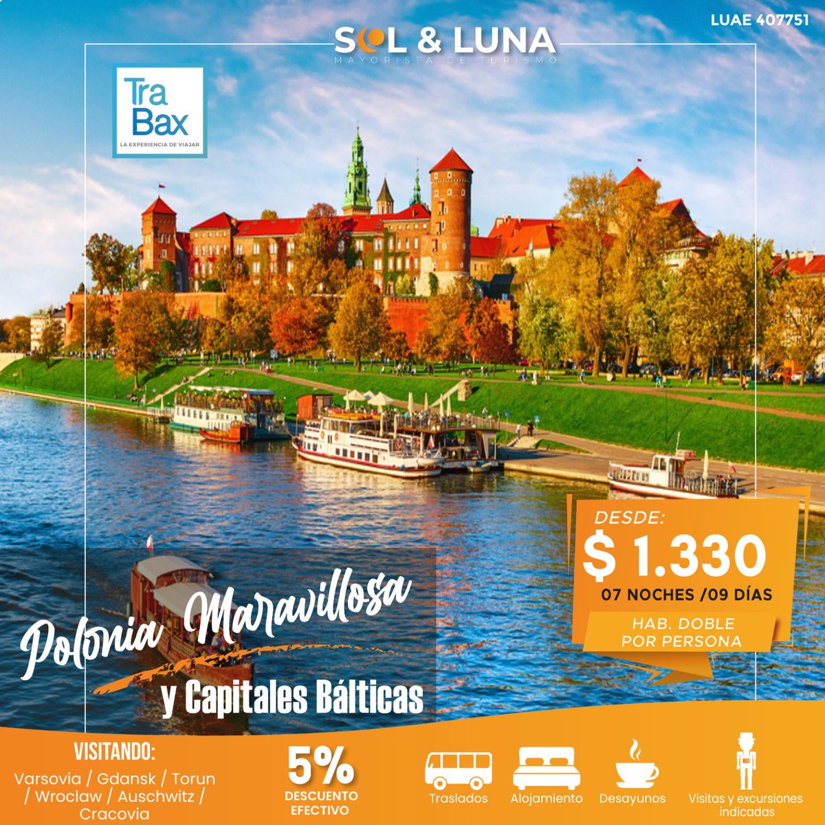 No te Pierdas esta Gran Oportunidad de conocer:

Polonia Maravillosa!!!

De la mano de Sol y Luna Mayorista de Turismo
Donde Comprar?
Ecuador
Wapp ( 593 ) 983500465 / 992743770 
Telf fijo (593 2) 3360851 / 3361099
 plara@solyluna.com.ec
 solylunaturismo.com