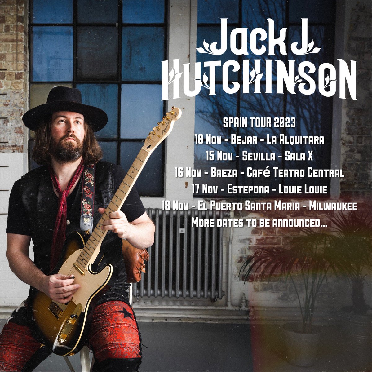 Pleased to announce I will be heading to Spain this November for a short run of headline shows.

#BluesRock #NewMusic <a href="/fender/">Fender</a> <a href="/wornstar/">Wornstar Clothing</a> <a href="/DwavesEvents/">Dwaves Events</a>
📷 <a href="/blackhamimages/">Ｂｌａｃｋｈａｍ</a>