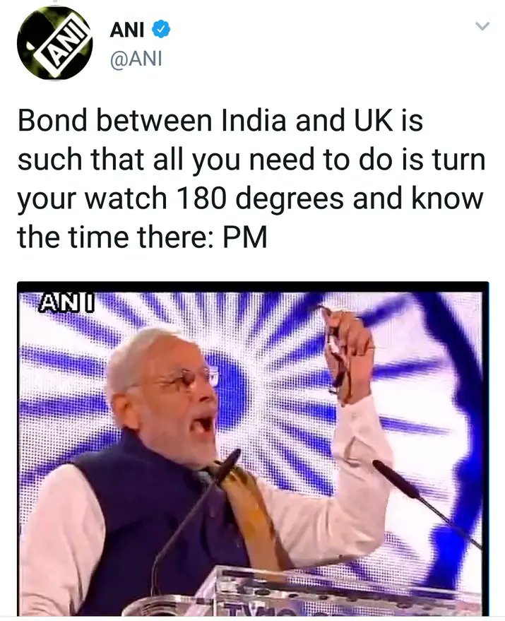 syedrafi's tweet photo. #ModiAtWimbley 14/Nov/2015
NRIs Bhakts took out their watches & were Thrilled/Amazed to Find this Fascinating Fact.
All had Tears in their Eyes as all of them have become Enlightened.
They all Screamed, Modi, Modi Modi & Bharat Mata ki Jai after Attaining this Enlightenment. https://t.co/CeYHNwm272