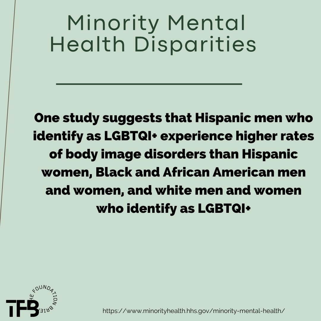 FoundationBrief's tweet photo. 📚💪 Hispanic LGBTQI+ men face ⬆️ rates of body image disorders compared to other groups. Let's address these disparities and promote self-love and acceptance for everyone! 🌈❤️✨ #BodyPositivity #InclusionMatters #tfb #mentalhealth https://t.co/CoOUbKpjT4