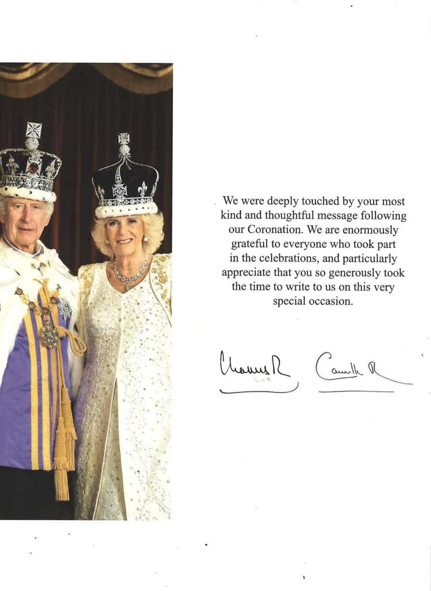 Acreheads7ST's tweet photo. We have received some very exciting post today….a card and personalised letter from the King and Queen thanking us for our coronation wishes!🤴👸✉️ #acreheads #english #writing #art https://t.co/wPOnsFJT2R
