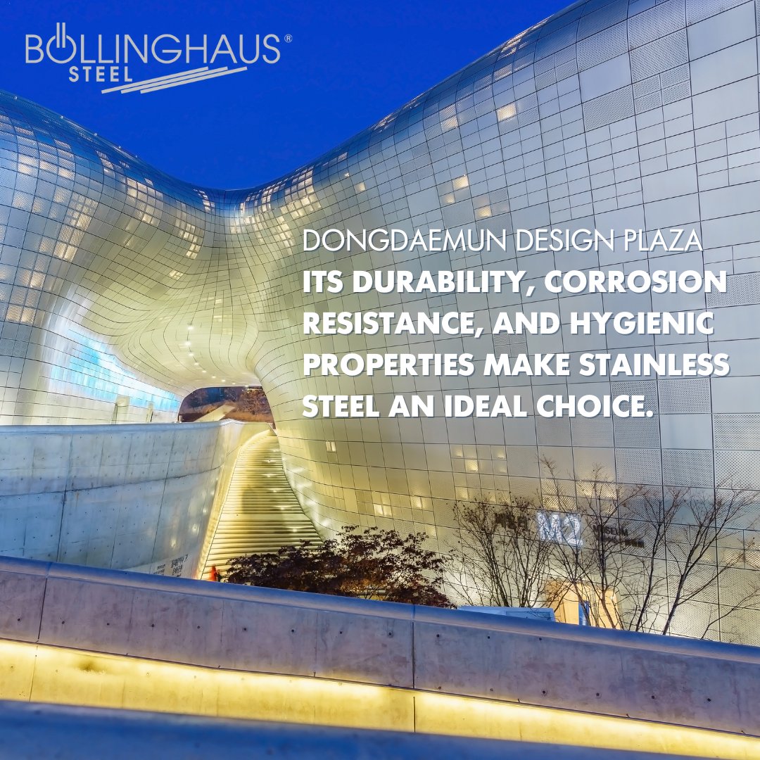 The Dongdaemun Design Plaza (DDP) in #Seoul is an architectural masterpiece designed by Zaha Hadid. #Stainless steel plays a vital role in creating the Plaza's aesthetic. Its durability, corrosion resistance & hygienic properties make #stainlesssteel an ideal choice.