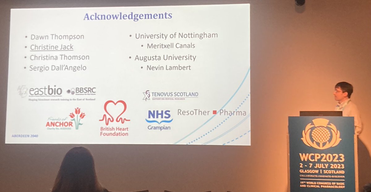 Fantastic talk by Dr James Hislop on the final day ⁦@WCP2023⁩ made possible by funding from ⁦@TheBHF⁩ ⁦@BHFScotland⁩ ⁦@TenovusScotland⁩ ⁦@EastbioDTP⁩ ⁦@FriendsofANCHOR⁩ ⁦@NHSGrampian⁩ ⁦@AberdeenCDC⁩