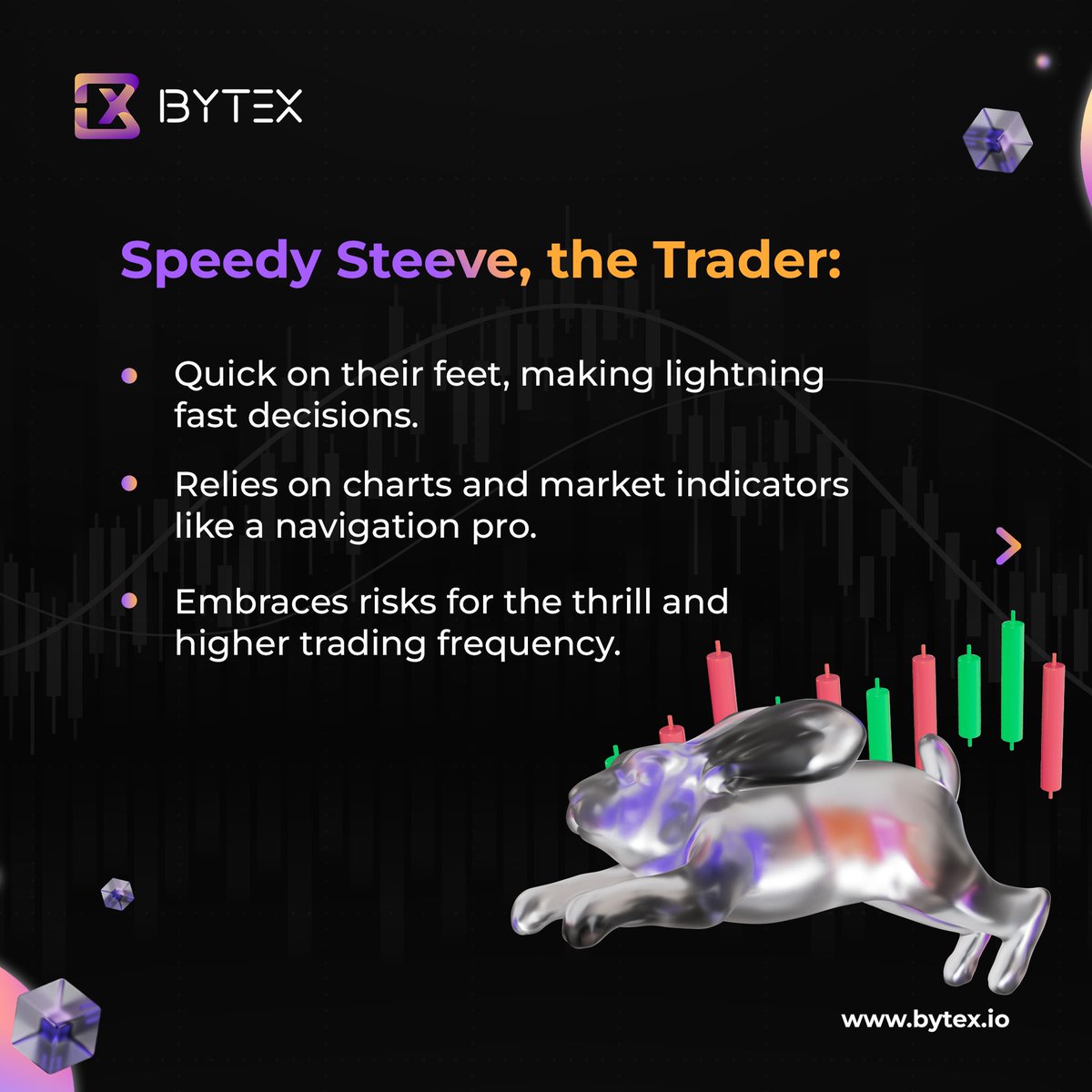 bytex_io's tweet photo. So, are you a ‘Slow Joe’ who loves to invest and leisurely stroll towards success or a ‘Speedy Steeve’ who loves the adrenaline rush that comes with trading? Swipe right &amp; find your trading style!

#Bytex #Bytexapp #cryptotrading #cryptoinvesting #cryptoinvestor #cryptocurrency https://t.co/31bVGZDnf2