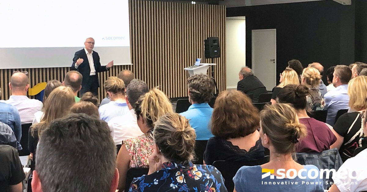 This month, Philippe ROMIEU, Group Sales Director and EMEA zone MD, took the mike! He gave to more than 400 employees  a presentation of this historic commercial zone for Socomec, its specific features, its challenges and development perspective! 🚀
#conference #WhenEnergyMatters