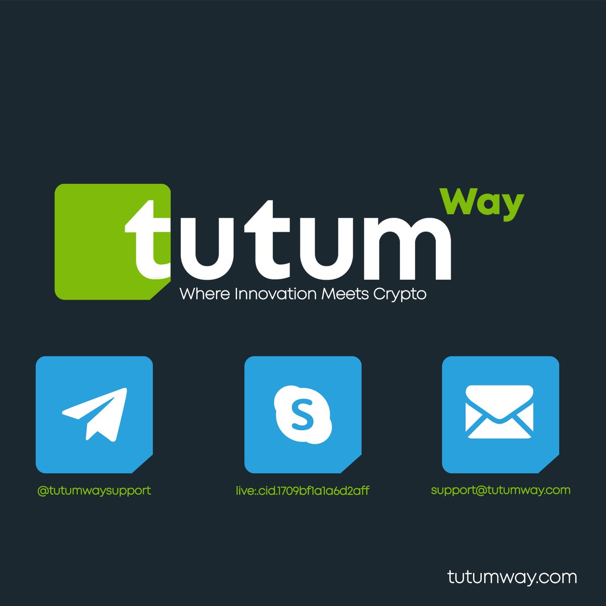 TutumWay's tweet photo. The Tutum Way support team is available 24/7 to assist you and answer any questions you may have in order to achieve greater success.
📧 Contact us via:
Telegram: @Tutumwaysupport
Skype: live:.cid.1709bf1a1a6d2aff
Email: support@tutumway.com

#TutumWay #cryptoexchange #cryto https://t.co/wV4iypmWWn