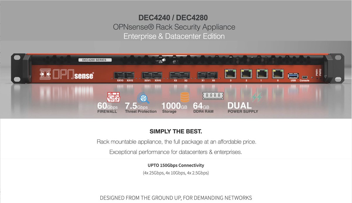 AND...? all the specs are online, the DEC4200 series can be pre-ordered! Limited stock to arrive mid September, so if you NEED one, don't wait too long.  Enjoy :-)

For the juice details: shop.opnsense.com/dec4200-series…

<a href="/OPNsense/">OPNsense</a> #Firewall #IPS #Netboard #EPYC