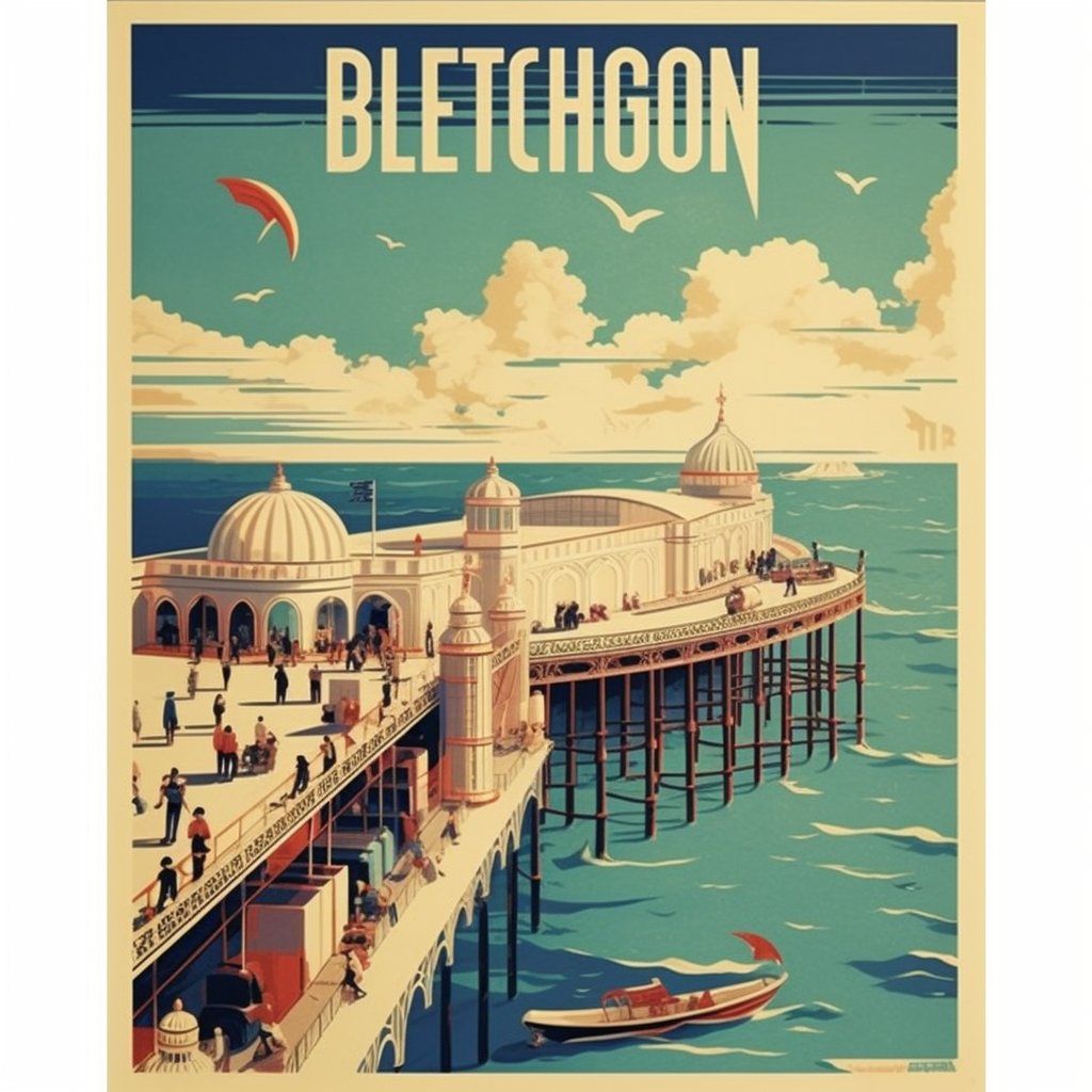 Some other #midjourney posters. It does weird stuff with the titles. These were Brighton, Stonehenge and Tenby.