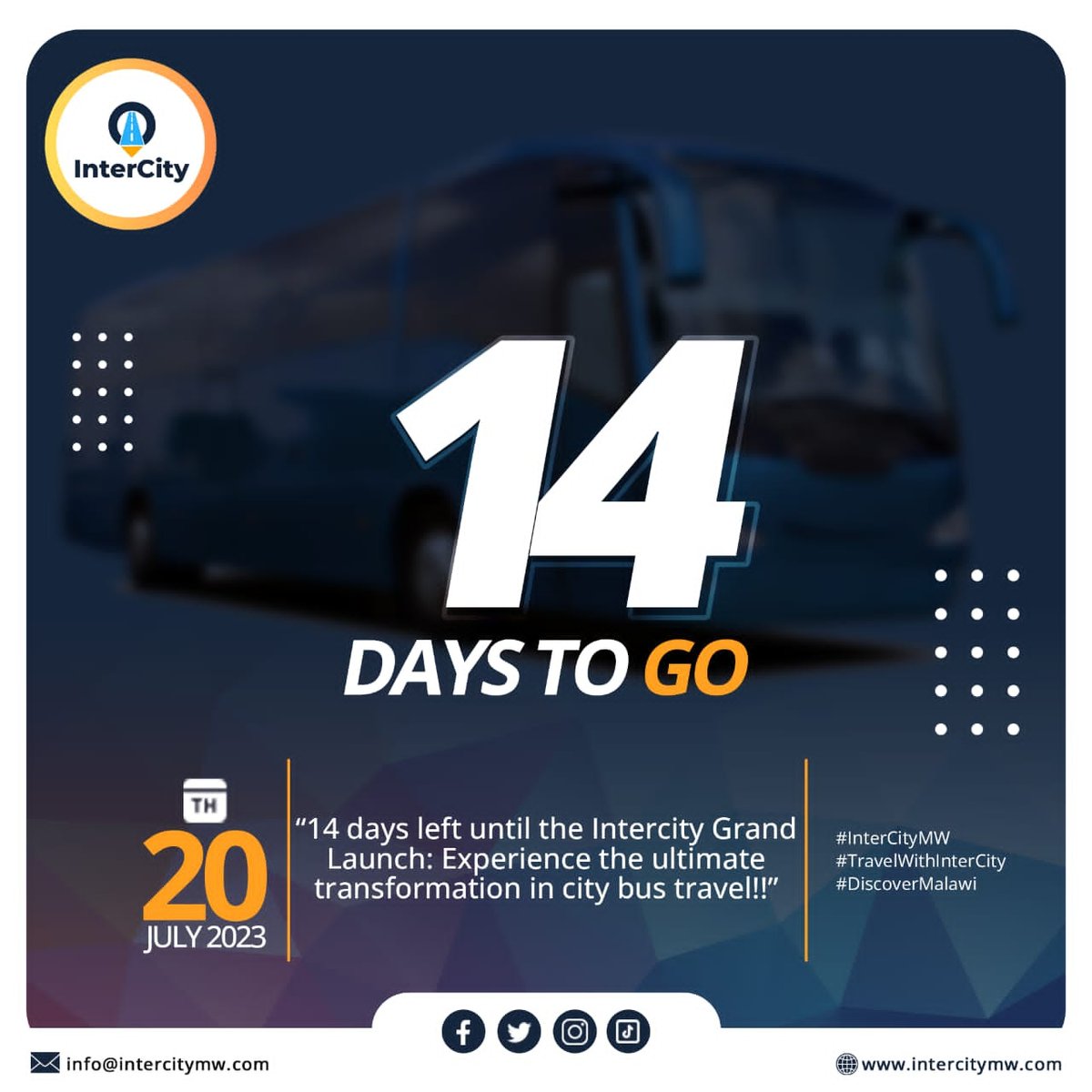 iamblackmyth's tweet photo. 14 days until the InterCity Grand Launch
Lilongwe📍
#RideWithUs #BusTravel #OnTheRoad #ExploreByBus #TravelEasy #BusAdventures #RoadTrippin #BusLife #DiscoverByBus #GoGreen #ComfortTravel #BusJourney #DestinationBound
#BusExperience #Cityline https://t.co/ySIm0BW1sE