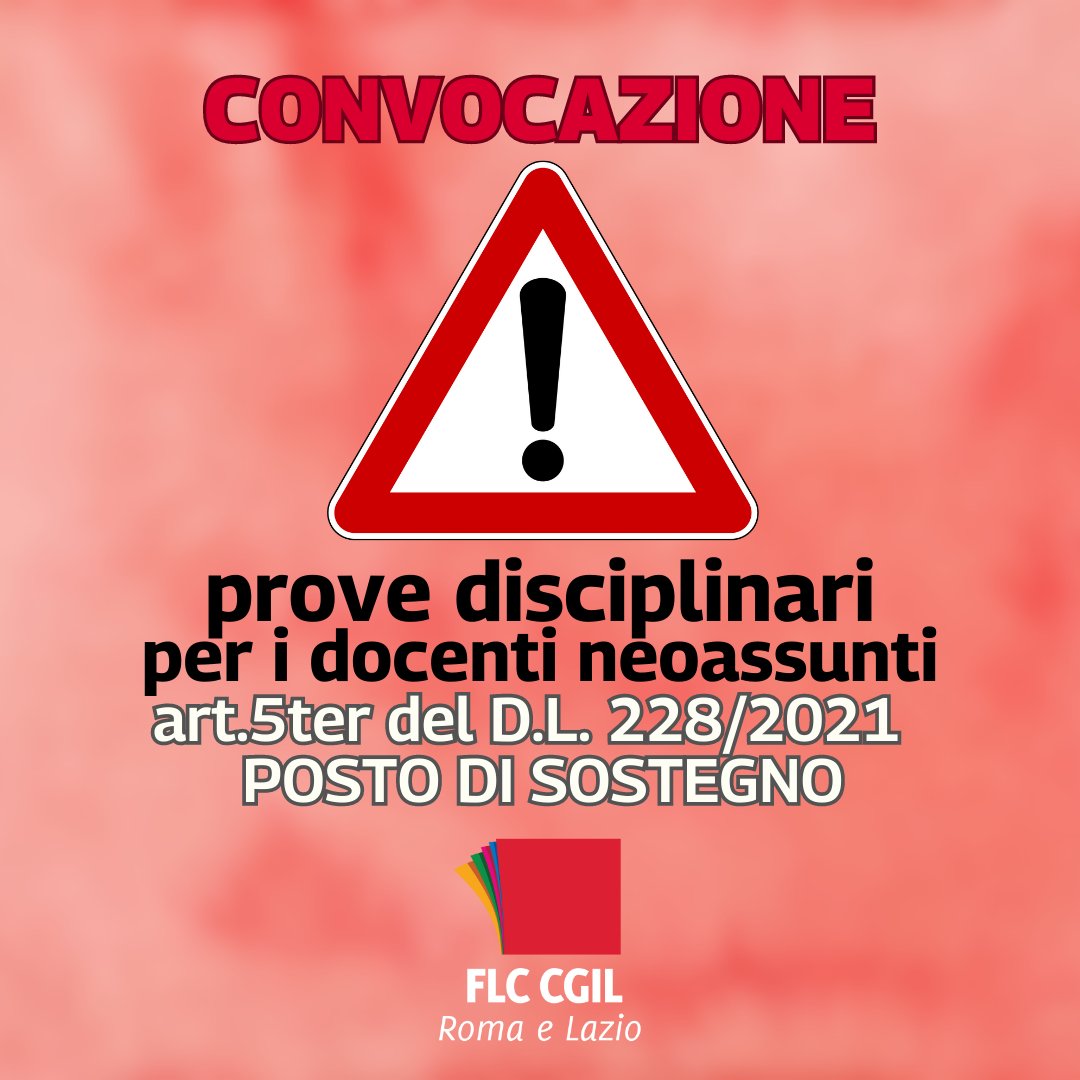 📌 Pubblicati dall'#USR #Lazio gli avvisi di convocazione per le prove disciplinari per i docenti #neoassunti per tutti gli ordini di #scuola (infanzia, primaria, secondaria di primo e secondo grado) ai sensi dell'art.5ter del D.L. 228/2021 relativo al posto di #sostegno.