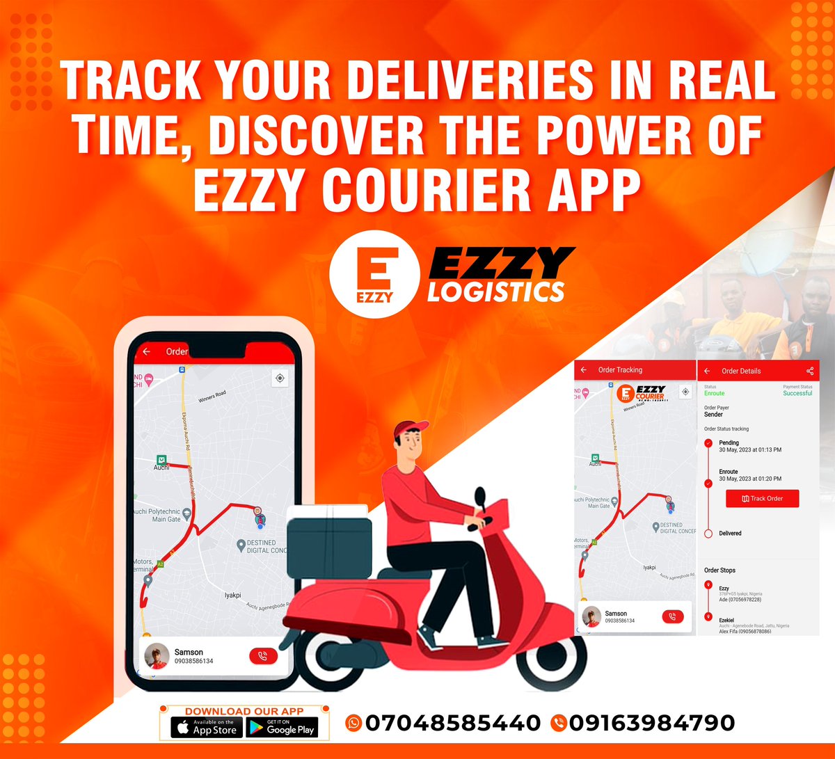 Ezzy_Courier's tweet photo. Ezzy App allows you to track your deliveries in real time, so that you can have peace of mind knowing exactly where your goods are. Our app helps remove dishonesty from the dispatch rider process and provides you with their exact location when needed.
#livetracking
#crisisoverleg https://t.co/qACeO6Nsn2