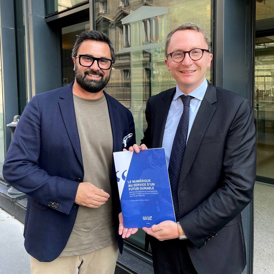 Remise du rapport "Le numérique au service d'un futur durable" au député <a href="/midy_paul/">Paul Midy</a> 
Discussion sur les propositions des auteurs (lutter contre l'enclosure des données ESG en créant un commun numérique géré par l'ONU) 
Une voie que la France pourrait porter au niveau mondial ?