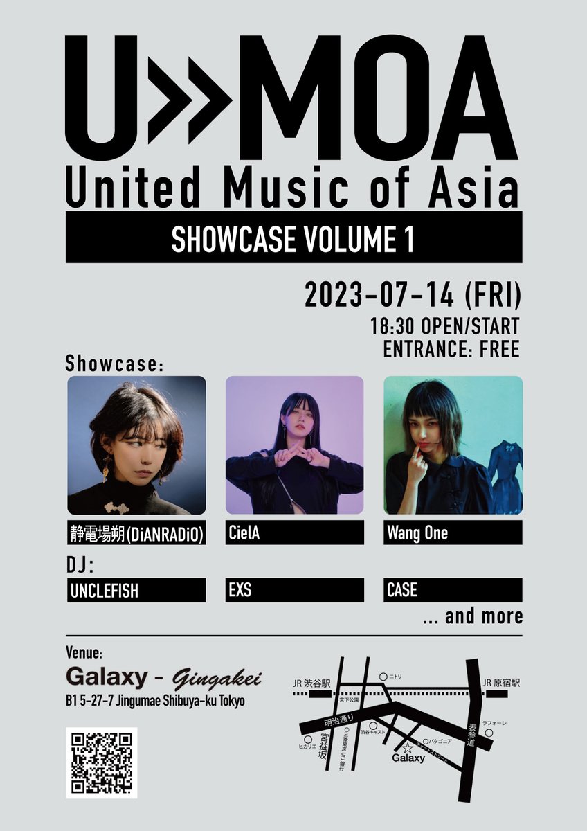 umaainc's tweet photo. アジアからの才能溢れるアーティストたちが新たな音楽体験を届けるアーティストショーケース
「U/M/O/A Showcase vol.1」
を開催します!!

🗓️来週 7月14日(金) 
🕐18:30 OPEN／START
📍Galaxy銀河系 https://t.co/SBNio4TbXS
🎫入場無料

皆さまのご来場を心よりお待ちしております!! https://t.co/jD4ZQ2M4nc