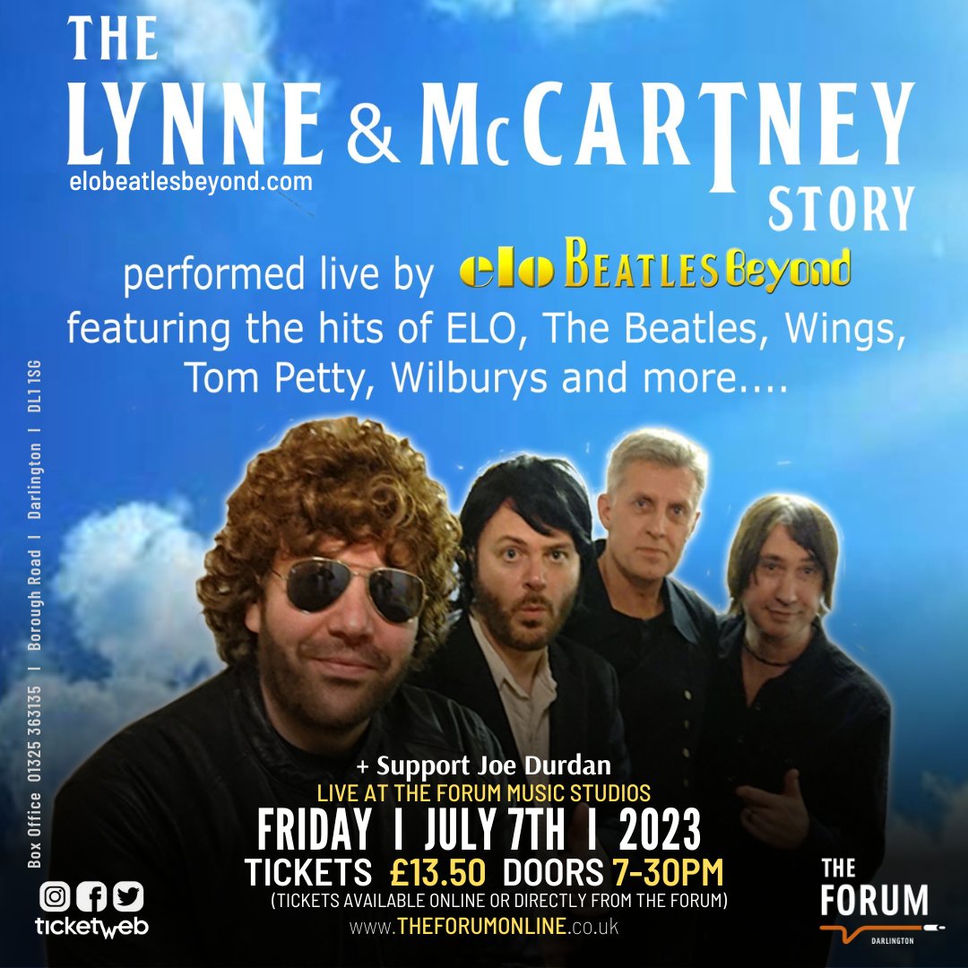 TheForum_Music's tweet photo. #Darlington TONIGHT! @ELOBeatles back at The Forum + Support-Doors 7pm
Tickets: -> https://t.co/OH5Wfcy8hD
#dontmissout
@darloforculture  @lovedarlouk @gr8musicvenues @WhatsOnDarlo https://t.co/d4gNoGJSZS