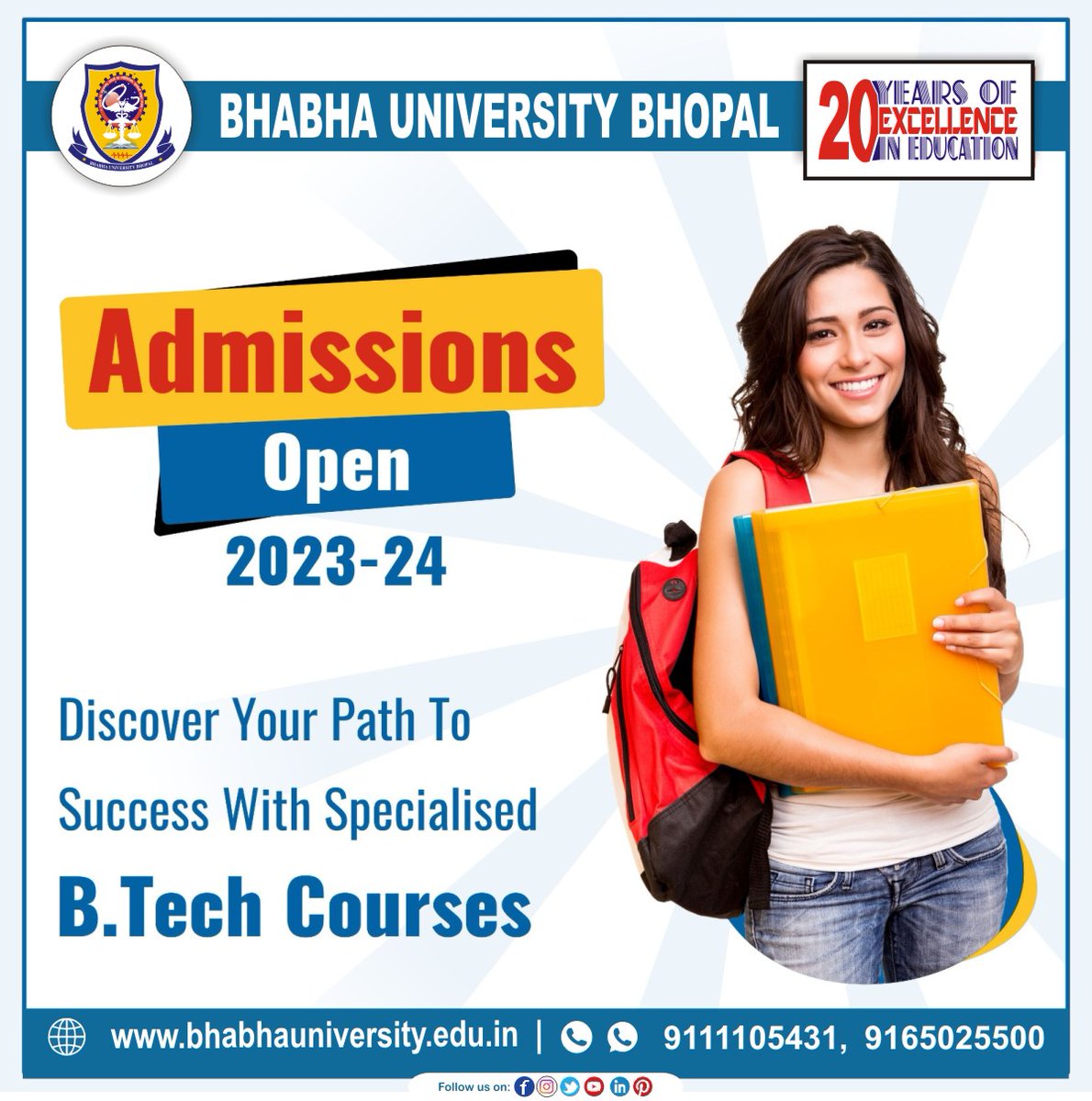 BhabhaUniversty's tweet photo. Discover your path to success with specialized #BTech Courses.
Admission Open 2023-24
Apply Now
Please visit: https://t.co/dueg8gCXQQ
#Bhabhauniversity #Tech #B_Tech #bestuniversityincentrallndia
#AdmissionsOpen #engineering #placementassistance📷#engineeringjobs #Scopes #future https://t.co/9KeNj6QsfE