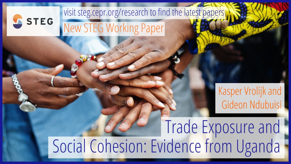 cepr_org's tweet photo. In our latest #STEGWorkingPaper K. Vrolijk and G. Ndubuisi find that #trade exposure reduces trust, enhances participation, and has ambiguous effects on identity, as evidenced by microdata in #Uganda.
https://t.co/PjyXaDWfhL
#STEG #EconTwitter @IDOS_research @tudelft https://t.co/70edshFo5j