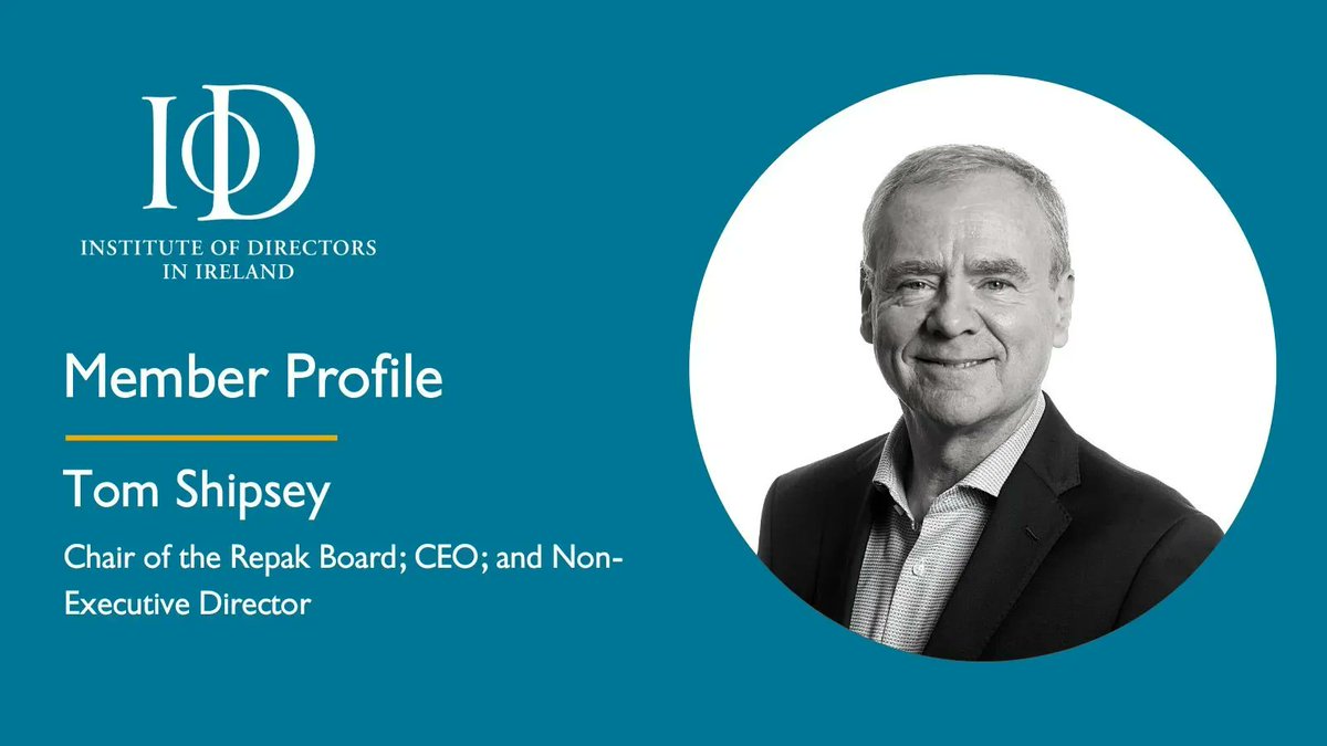 Our latest member profile features Tom Shipsey CDir, Chair, @RepakRecycling. Tom discusses his journey to becoming Ireland's first CDir, important lessons he has learned, what he values about being an IoD Ireland member, and more. Read it here: buff.ly/44sJugt