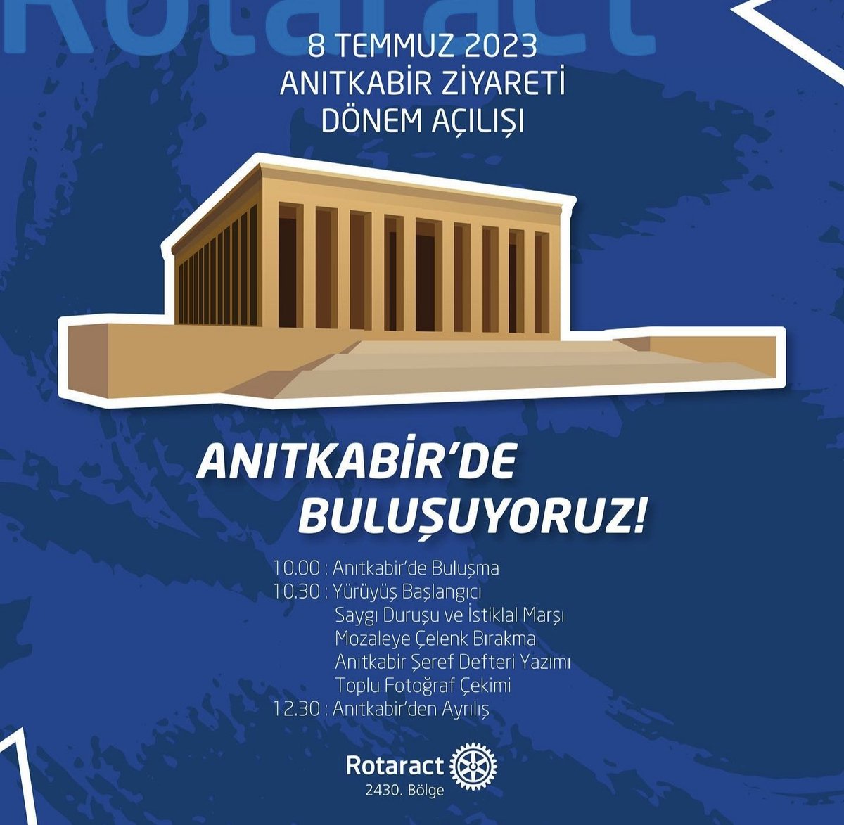 YesemekRotaract's tweet photo. Dönem Açılışı ve Anıtkabir ziyareti için 8 Temmuz'da buluşuyoruz ! @2430Rotaract 
@onur15onur https://t.co/xQOnMe4bCO