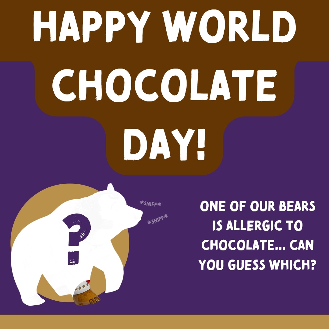 LeedsBearHunt's tweet photo. HAPPY WORLD CHOCOLATE DAY!🍫
The inspiration behind one of our bears was supposedly allergic to chocolate 😯
Can you find him and send a picture in? 📷
First person to find him will be featured on our story!
#leedschildrenshospital #bearhunting #leeds #trinityleeds #Chocolate https://t.co/UIDScEn1PW