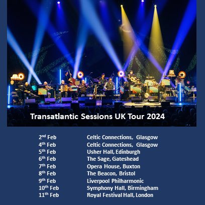 Tour dates just announced for 2024 along with our first special guest @CarlooneyCarter! Hope to see you there! @ccfest @GCHalls @theusherhall @BuxtonOpHouse @Sage_Gateshead @BMusic_Ltd @Bristol_Beacon @liverpoolphil @southbankcentre #tourlife #tstour24 transatlanticsessions.com