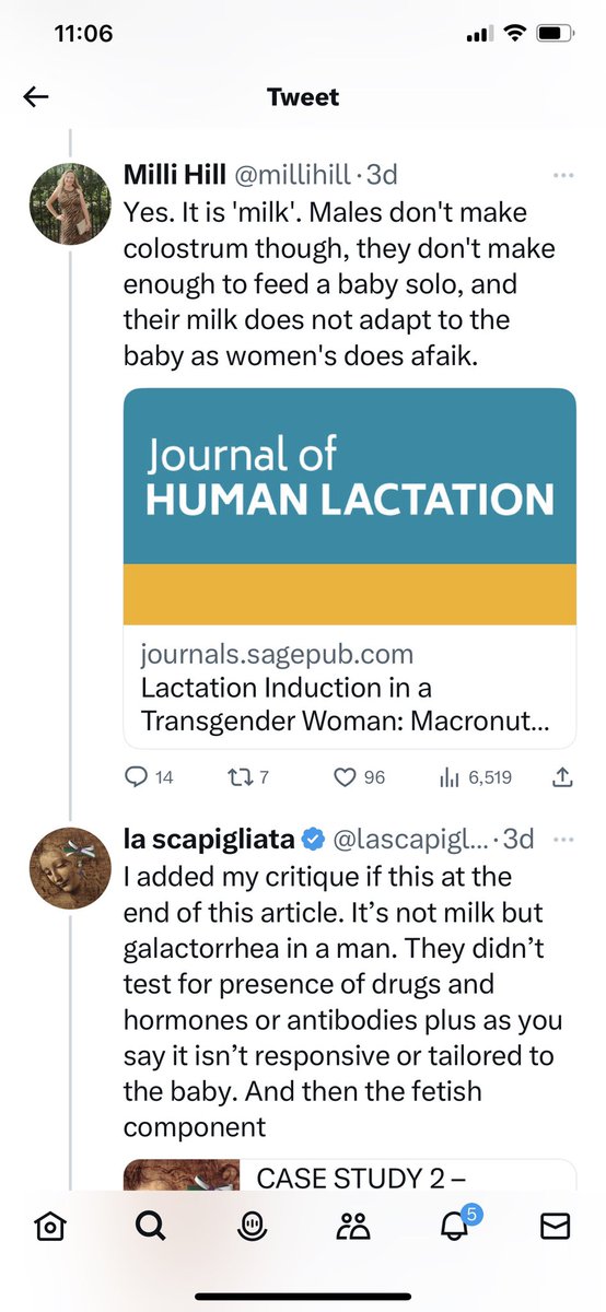 lascapigliata8's tweet photo. I responded to Milli Hill's tweet by posting my article criticising "male breastfeeding" practice. Since 2018, my article is the only detailed medical critique of this practice. Here's also the link to that article
https://t.co/kEBl5hKDd5 https://t.co/ZIb853PjXx
