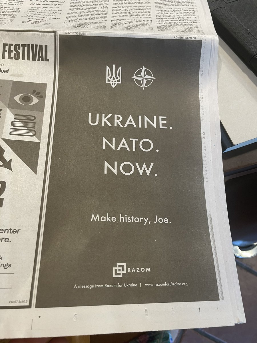 Good morning, <a href="/POTUS/">President Donald J. Trump</a>. We're counting on you. Let's take the next step for Ukraine. #UkraineInNATO <a href="/razomforukraine/">Razom for Ukraine 🇺🇸🤝🇺🇦</a>