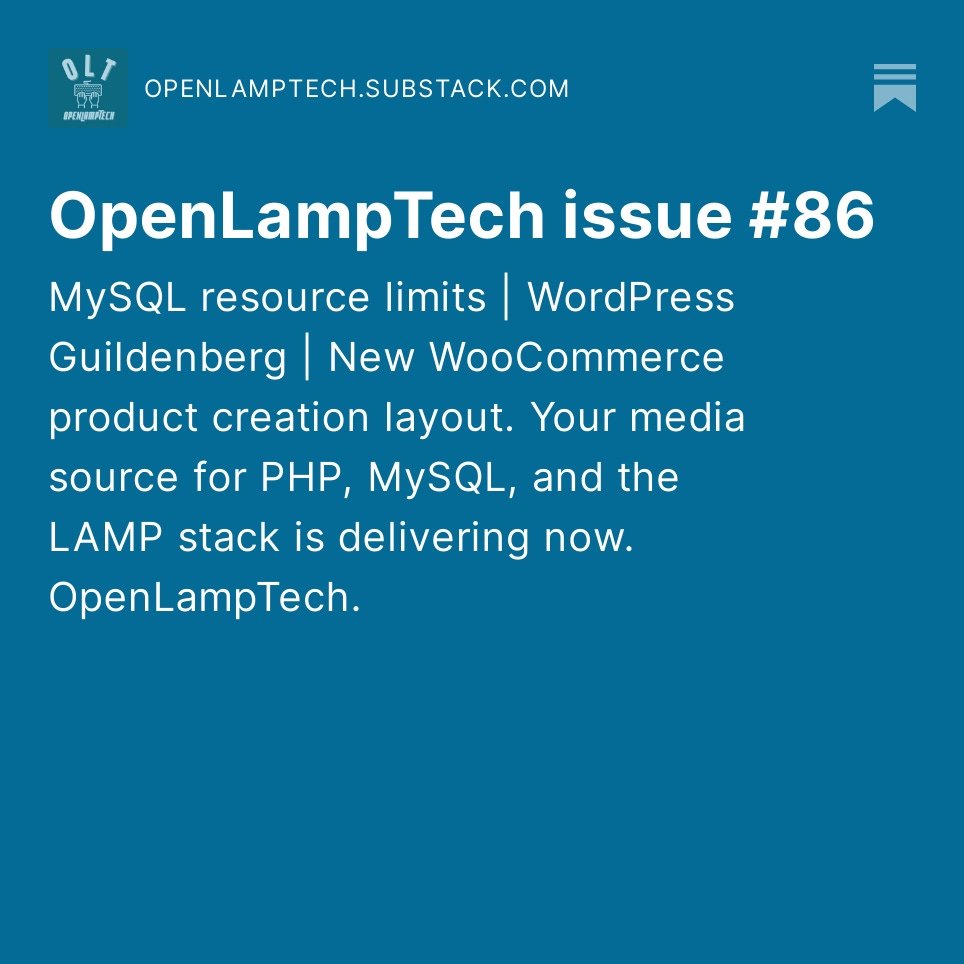 j2112o's tweet photo. More great content in this week's OpenLampTech developer newsletter. Thanks for reading.
#php #mysql #lampstack #tech #code #technicalwriting #indiepublisher #indiepublication #web #developer
https://t.co/pPuEtYIGwC https://t.co/h4kLTSsh8p