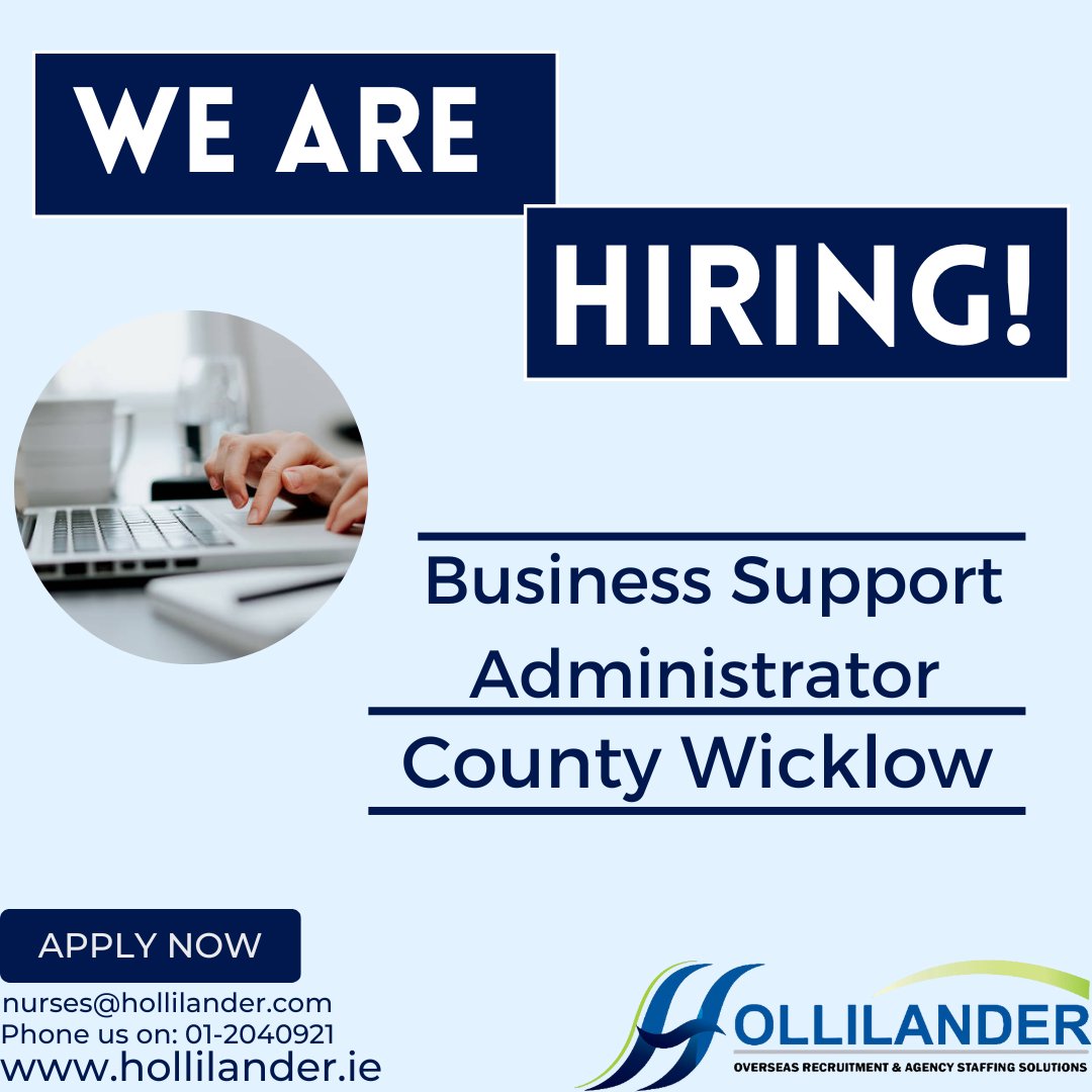 We are looking to hire a Business Support Administrator for our organisation and preference will be given to candidates who have experience working within the Healthcare sector.

If you are interested in this role, please contact nurses@hollilander.com

#hollilanderrecruitment
