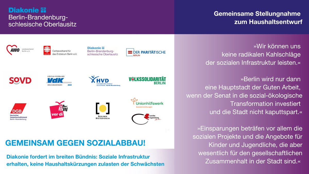 Keine Haushaltskürzungen zu Lasten der Schwächsten! #SozialesBerlin ➡️diakonie-portal.de/aktuelles/alle… @DGB_Berlin_BRB @BMieterverein @AWOBerlin @ParitaetBerlin @hvd_bb @CaritasBerlin @SoVD_bbg @vdk_bb @UNIONHILFSWERK @verdiBerlin @RegBerlin @CDUBerlin_AGH @spdfraktionbln