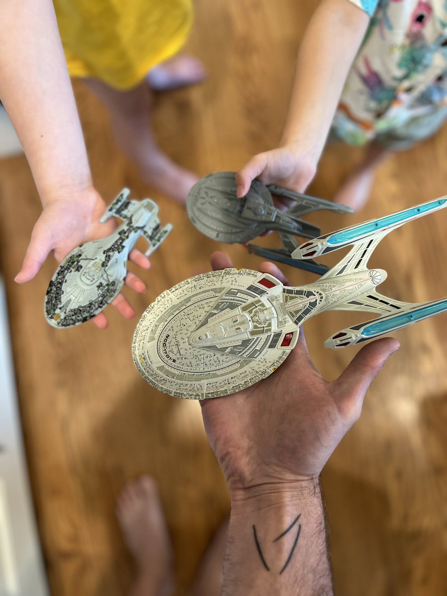 A legacy starts small. For me, the legacy of Star Trek starships began w/ fleet battles at recess in the 90s. Thanks to <a href="/MasterReplicas_/">Master Replicas Official</a> , I’m sharing that joy with my kids today. These are more than a collection. They’re a legacy I’m proud of &amp; hope to pass on. #showmeyourship
