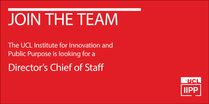 We're looking for a new Chief of Staff <a href="/IIPP_UCL/">UCL Institute for Innovation and Public Purpose</a> - an exciting opportunity to manage my team and be part of a high-impact, fast-paced environment - as my current Chief of Staff is shifting roles to lead my global policy work.

Apply by 19 July ➡️ bit.ly/44oGaTQ