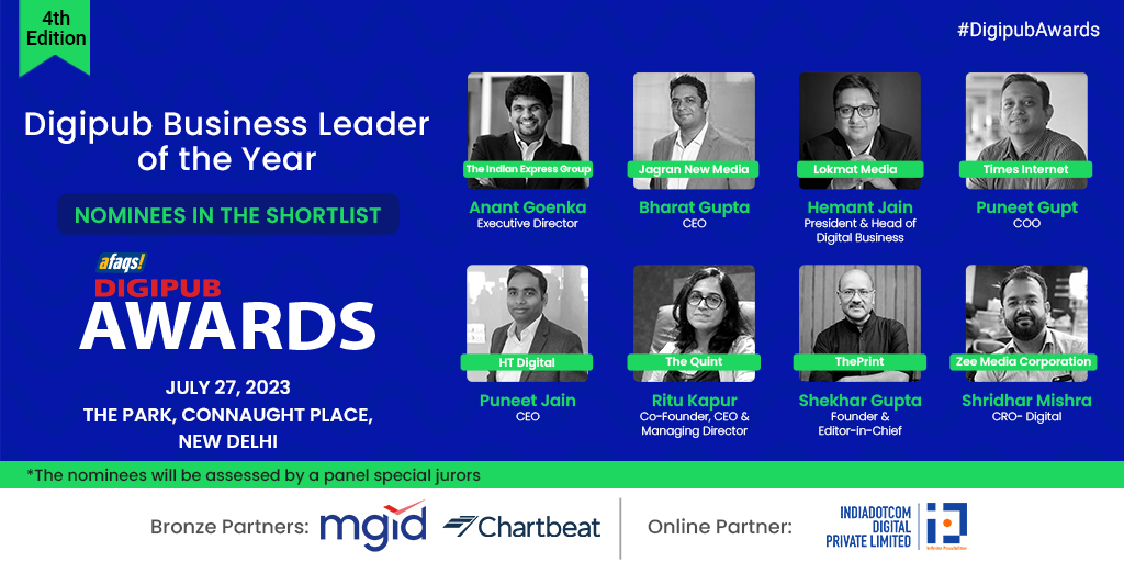 DigipubWorld's tweet photo. Here's presenting the Digipub Business Leader of the Year Shortlist Nominees!
Know more: https://t.co/BGeKazIug4

📅 Award Night: July 27, 2023
📍: New Delhi

#publishers | #advertising | #marketing | #media | #agency | #contentcreator | #digipub | @afaqs | #webpublisher #awards https://t.co/8Ww44qR2yS