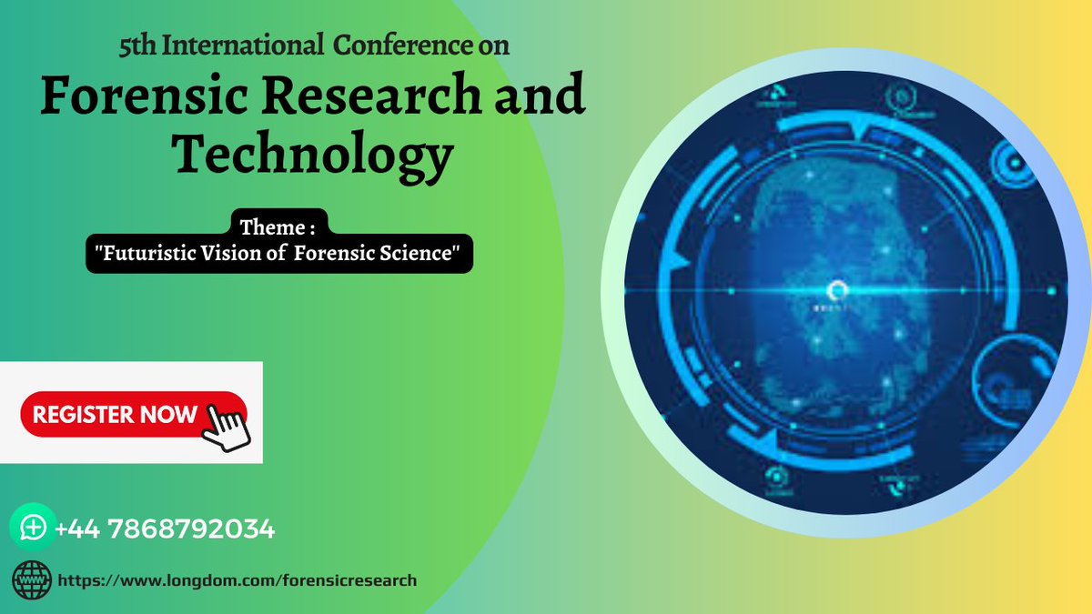 Submit #abstract and #register early to join our International Conference on "Forensic Research and Technology", scheduled on December 14–15, 2023, in Dubai, UAE.

For more information: lnkd.in/eJPfmyR9
Email: forensicresearch@thelongdomconfences.com
Contact:+44 1656458219