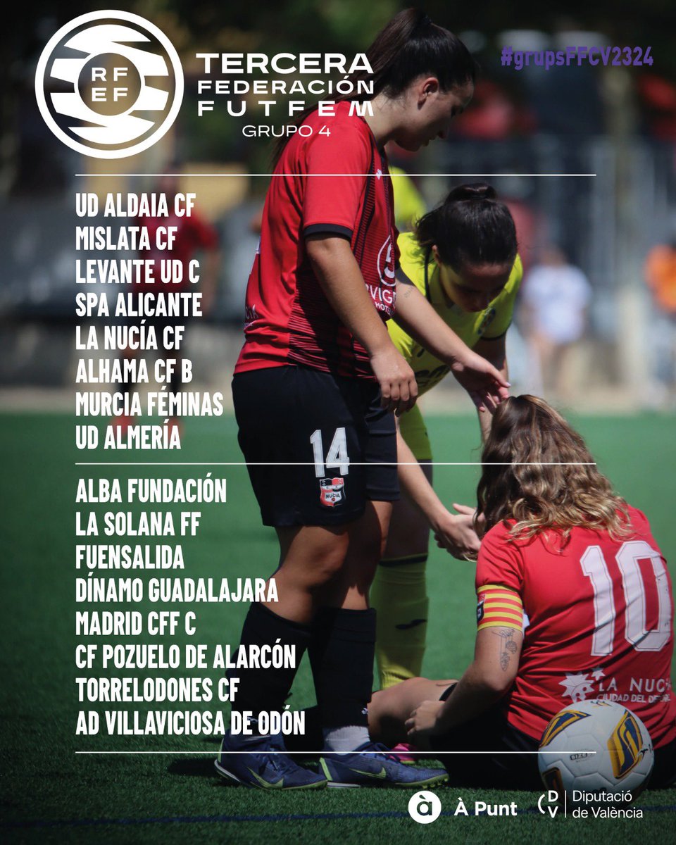 cfnucia's tweet photo. 🔴🅒🅕🅛🅝🔴

𝗙𝗘𝗠𝗘𝗡𝗜𝗡𝗢 | Aquí os dejamos el ɢʀᴜᴘᴏ 4️⃣ de #3Federación en el que competirá el #FemeninoCFLN. 📊

#JuguemosAlRojo ♥️

#ADNucía
#LaNucíaCiudadDelDeporte https://t.co/a2w8adAIU0