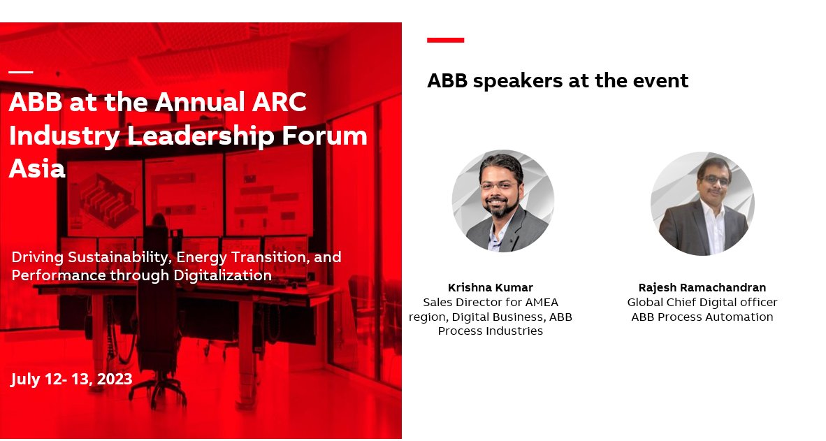 abb_automation's tweet photo. ABB is a proud sponsor of the Annual ARC Industry Leadership Forum Asia.
๐
July 12-13, 2023
๐ Bangalore, India
Join us as our speakers cover important topics facing our industrial customers today ๐ https://t.co/OkdP7UPXFm
#ABBEnergyIndustries #ABBAbilityGenix https://t.co/4muC8fq95D