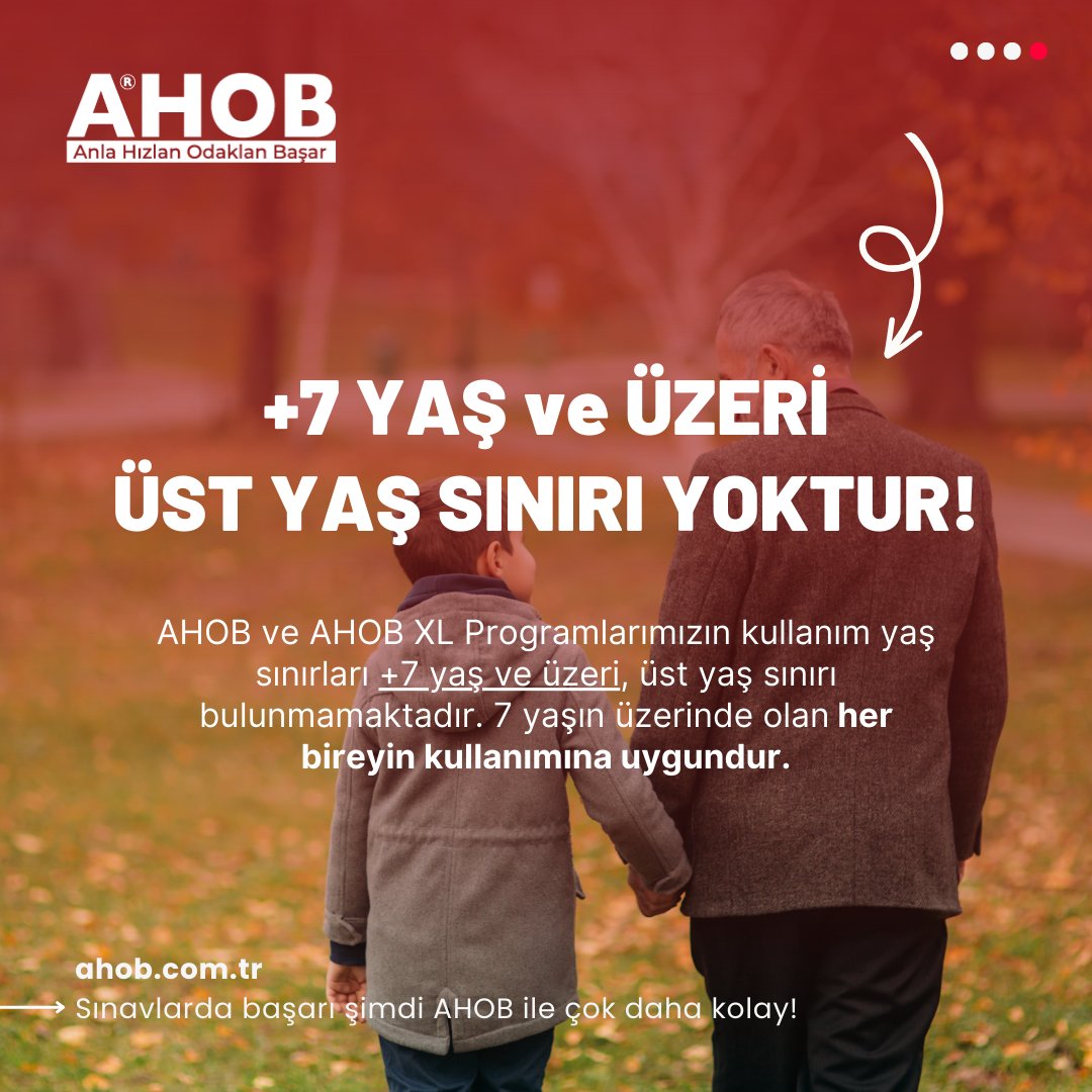 ahob_zekasoft's tweet photo. +7 YAŞ VE ÜZERİ ÜST YAŞ SINIRI YOKTUR!

AHOB ve AHOB XL Programlarımızın kullanım yaş sınırları +7 yaş ve üzeri, üst yaş sınırı bulunmamaktadır. 7 yaşın üzerinde olan her bireyin kullanımına uygundur.

📇 Detaylı bilgi için ➡️ https://t.co/ZMbnNpFR3d

 #okumakgüzeldir #ahob https://t.co/el237c0tPg