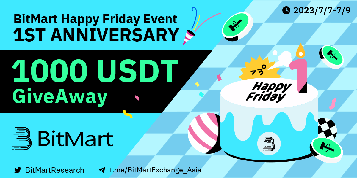 BitMartResearch's tweet photo. 🎉HAPPY FRIDAY EVENT 1st Anniversary🎉

💗Leave your best wishes!!!
🎁1000 USDT/500 winners

🔹Follow @BitMartResearch @BitMartExchange
🔹Fill https://t.co/NWPVNaGSUF
🔹RT &amp; Tag 3 frds
🔹Join https://t.co/2Ct0IlNidd

Reg👉https://t.co/WY1v3PEhvl
 #Airdrop #Giveaway #Crypto #BTC https://t.co/hqWggDQ6rc