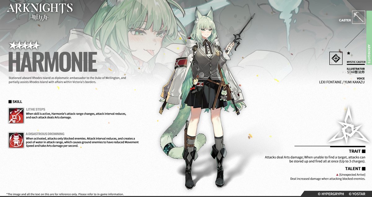 Arknights - Harmonie's character guide sheet 