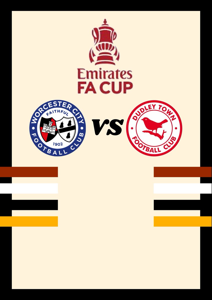 DudleyTownFC's tweet photo. In the opening round of the FA Cup we have been drawn away to Worcester City, the tie to be played on Saturday 5th August 2023 at 3:00pm.

Should the tie result in a draw, replays must be played by Thursday 10th August 2023.

UTR 🔴⚪️⚫️ https://t.co/PmaJmE47gV