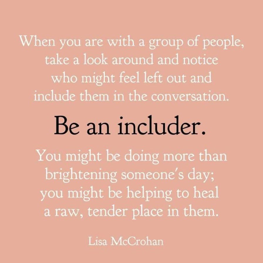 Take the lead!
Be an INCLUDER!
Change a life!
#FridayFeeling #KindnessMatters #compassion #empathy #inclusion