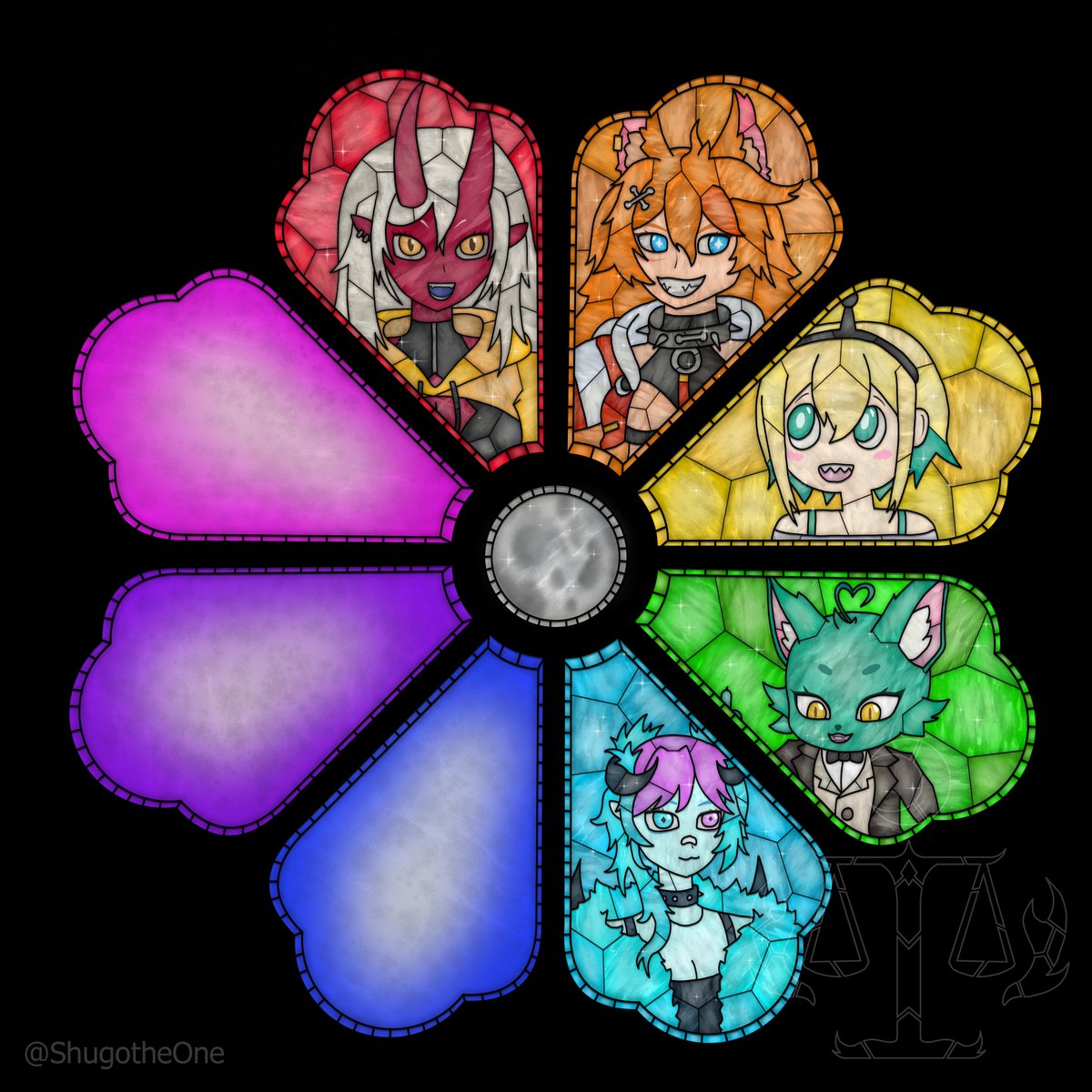 [Color Wheel challenge, stained glass edition]

Light blue for Fream! Such a cool design

#FreamART #colorwheelchallenge #StainedGlass