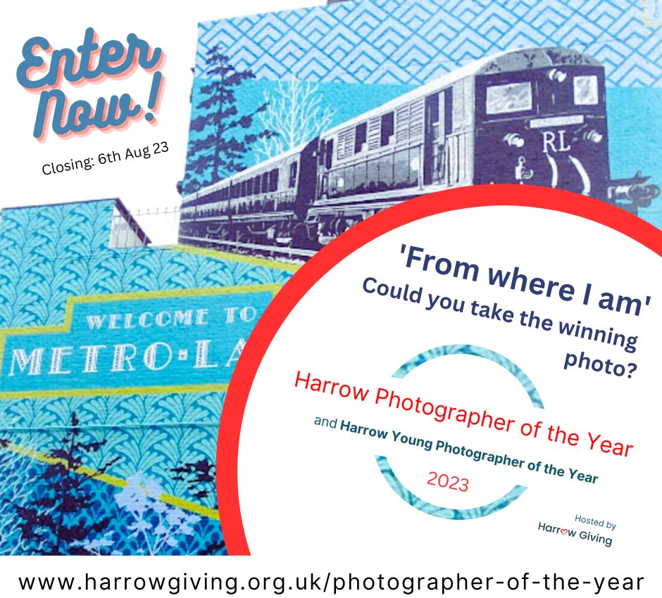 Harrow Giving are proud to launch Harrow Photographer (and Harrow Young Photographer) of the Year 2023.
Looking for great views of Harrow and its communities, through the eyes of the people who live here, closing date 6th August! 📸😃
harrowgiving.org.uk/photographer-o…