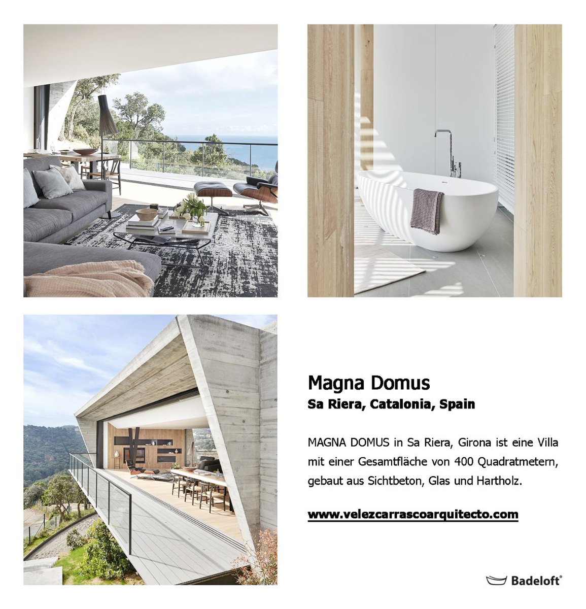 Badeloft's tweet photo. Magna Domus
Sa Riera, Catalonia, Spain

MAGNA  DOMUS in Sa Riera, Girona ist eine Villa mit einer Gesamtfläche von 400  Quadratmetern, gebaut aus Sichtbeton, Glas und Hartholz.

↳https://t.co/MiCMhyVs8l

↳https://t.co/H81lliTXEw

#freistehendebadewanne #badewannen #mineralguss https://t.co/SfpNk1dmPR