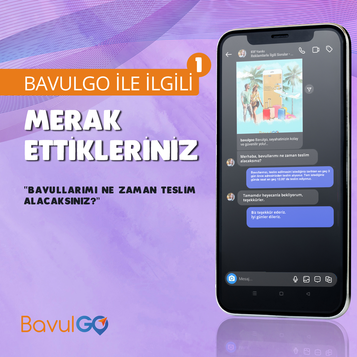 BavulGoo's tweet photo. Sizlerle iletişim sürecimizde en sık karşılaştığımız sorulardan biri:

‘’Bavullarımı ne zaman teslim alacaksınız?’’

Bavullarınızı, teslim edilmesini istediğiniz tarihten en geç 3 gün önce adresinizden teslim alıyoruz. Tam istediğiniz günde saat en geç 12.00’ de teslim ediyoruz. https://t.co/40wWHiwNI9