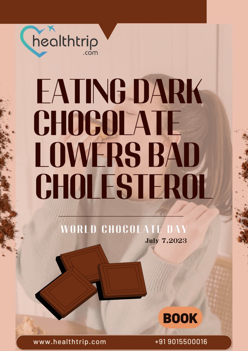Indulge guilt-free on #WorldChocolateDay! 😋🍫 Discover the power of dark chocolate - it not only satisfies your sweet tooth but also lowers bad cholesterol. 🙌 Embrace a healthier treat! 

#DarkChocolateDelight #HealthyIndulgence #CholesterolFriendly