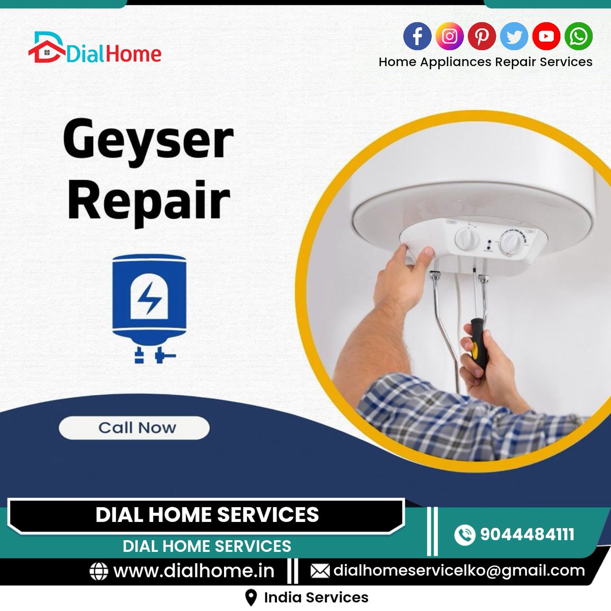 ServicesDial's tweet photo. Geyser Repair Services In experience technician at your door step within 90 min call now. We repair all types geyser repair services and installations services for lowest price book now services
090444 84111 
#Geyser #geyserinstallation #geyserrepair #GeyserService https://t.co/Jzp53rpz25