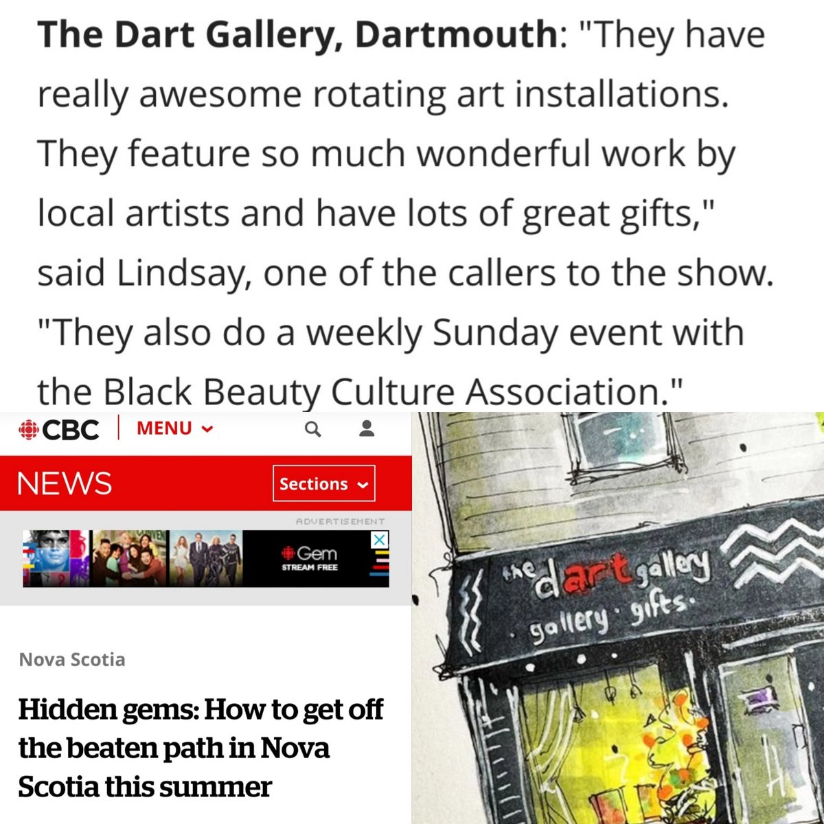 DartGalleryNS's tweet photo. How lovely! Thanks CBC and Lindsey :)

So glad to see our collab with @stylesbysd featured too.

*Slight edit from the article - the Black Beauty Culture &amp; art events are monthly (for now, anyway. Who know what the future shall bring ✨️) https://t.co/WlgEdalahw