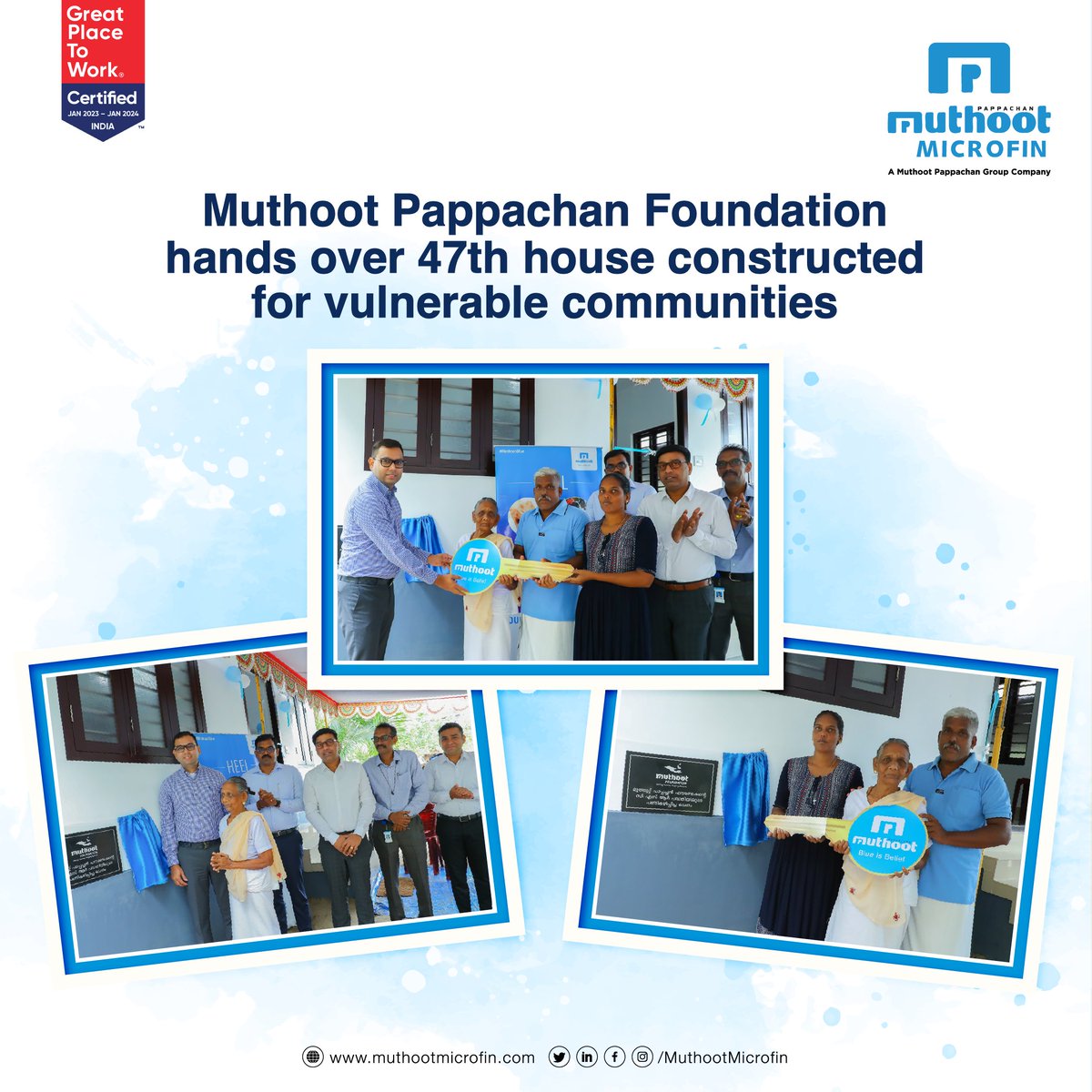 Our CEO, Mr. @SadafSayeed, presented the key to the family in a special ceremony at their new home. @MuthootIndia  #EmpoweringCommunities #MuthootPappachanGroup #MuthootBlue #BlueSoch
(3/3)